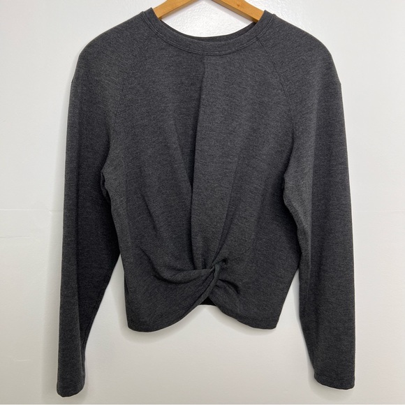 LULULEMON Heathered Mod Black Tuck & Gather Pullover Sweatshirt - Picture 2 of 5